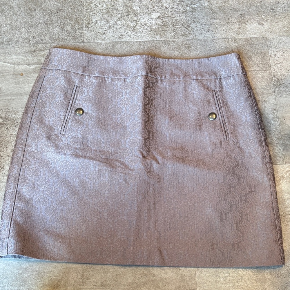 LOFT Taupe Patterned Mini Skirt